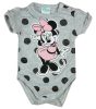 Disney Minnie pöttyös-csillámos rövid ujjú baba body szürke