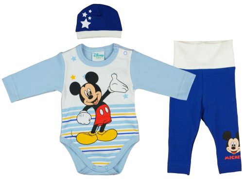 Disney Mickey csíkos| csillagos 3 részes (sapka+body+nadrág) szett