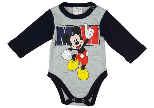 Disney Mickey hosszú ujjú baba body szürke