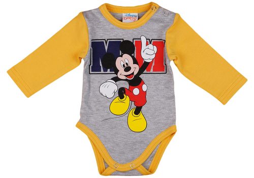 Disney Mickey hosszú ujjú baba body szürke