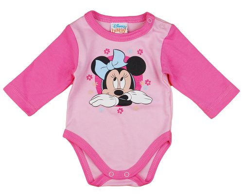 Disney Minnie virágos hosszú ujjú baba body rózsa