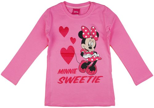 Disney Minnie csillámos, szíves hosszú ujjú lányka póló