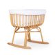 Childhome Rattan Babaöböl - 90x70x71 Cm + Matrac - 77x42x4 Cm - Huzat Törtfehér - Ringató lábbal