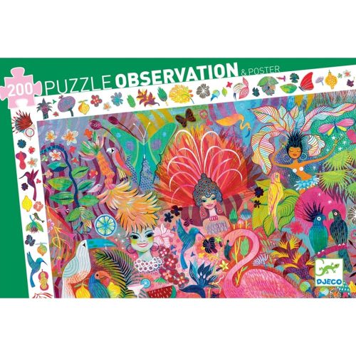 Djeco Megfigyeltető puzzle - Riói karnevál, 200 db-os - Rio Carnival