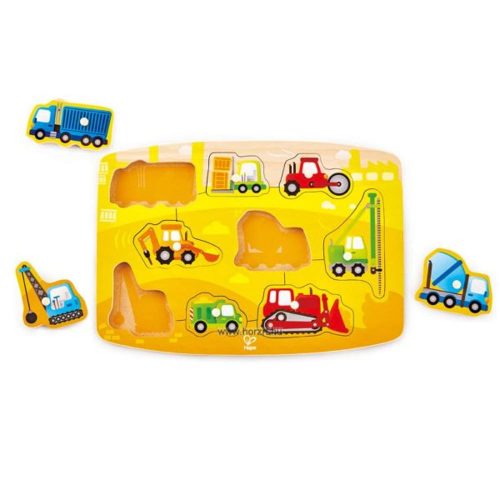 Hape Hape Fogantyús Puzzle - Munkagépek - 24 hó+